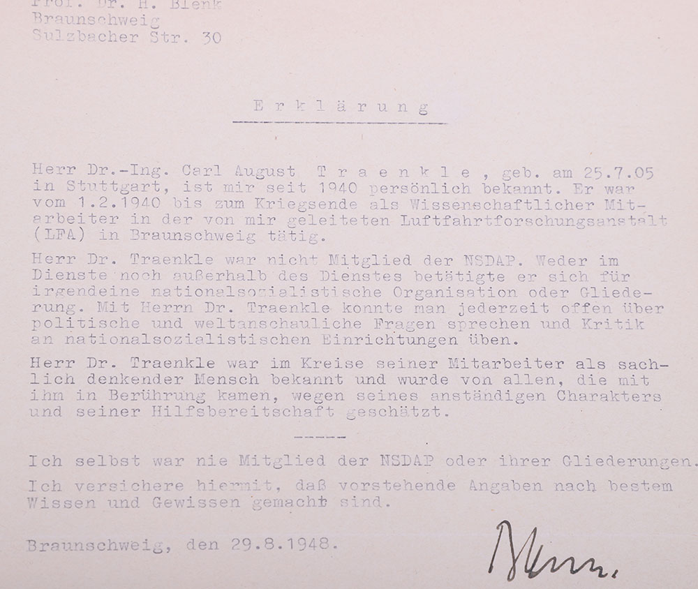 Historically Interesting Document Grouping of German Scientist Dr C A Traenkle Who After The War Was - Image 9 of 34