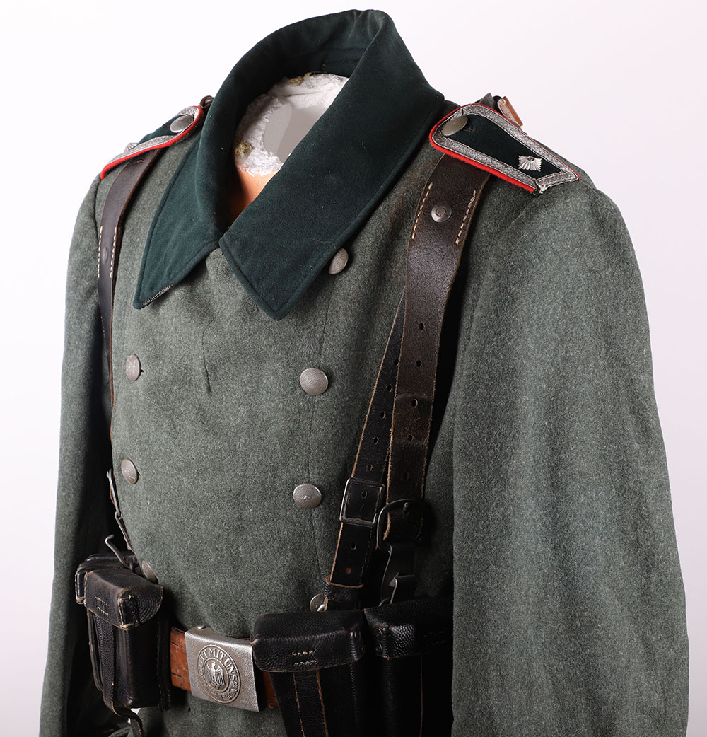 WW2 German Army Greatcoat, Overseas Cap and Equipment Set - Image 12 of 23
