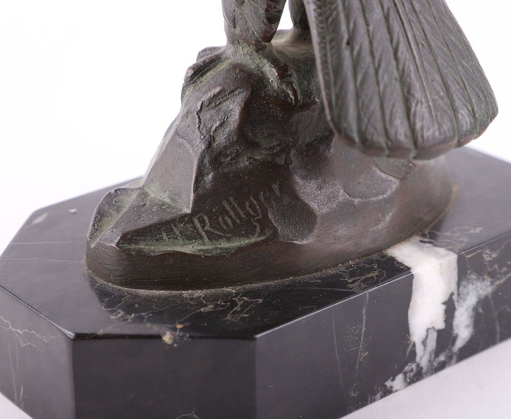 1930’s German Bronze Desk Sculpture of an Eagle by H Rottger - Image 6 of 8