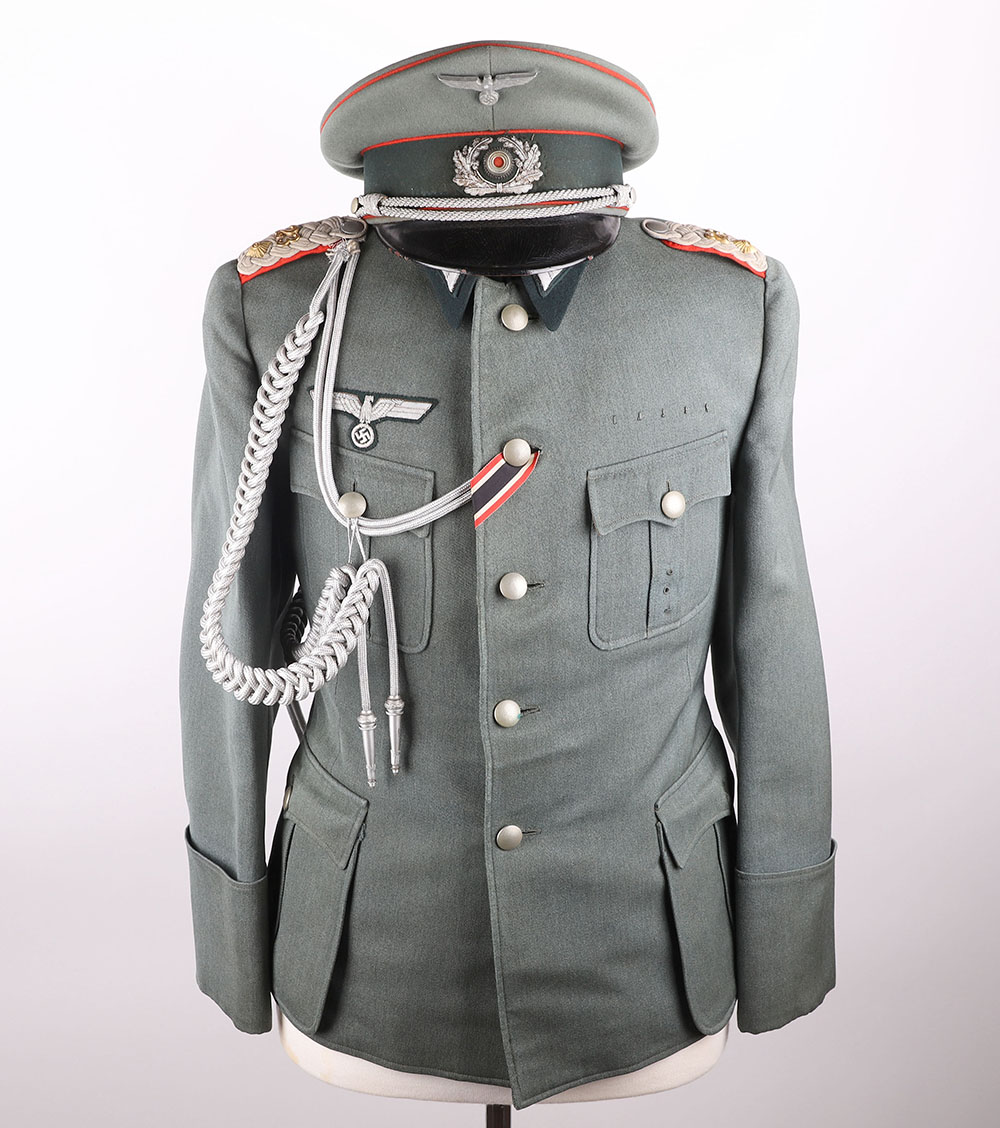 WW2 German Artillery Regiment Nr 23 Oberstleutnant Officers Tunic and Peaked Cap - Image 3 of 27