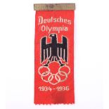 Scarce Third Reich Era German Olympic Silk Badge