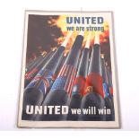 WW2 American Home Front Poster United We Are Strong United We Will Win