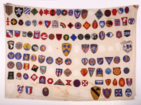 AMERICAN WWII PATCH BLANKET, 110 TOTAL