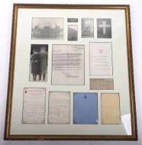EMOTIVE FRAMED DISPLAY OF CORRESPONDENCE RELATING TO THE DEATH OF FLIGHT OFFICER W T LAMBERT D.F.M R