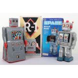 Two Boxed Tinplate Robots
