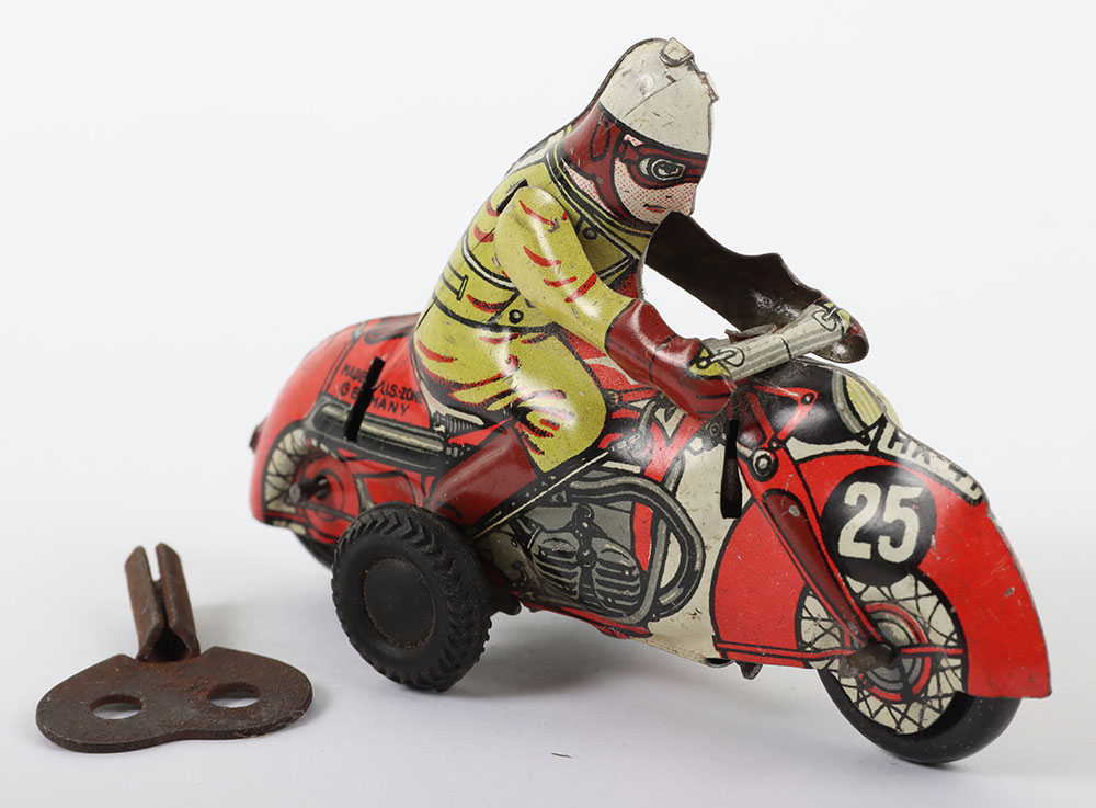 HK (Huki) Toys Germany Tinplate Motorcycle