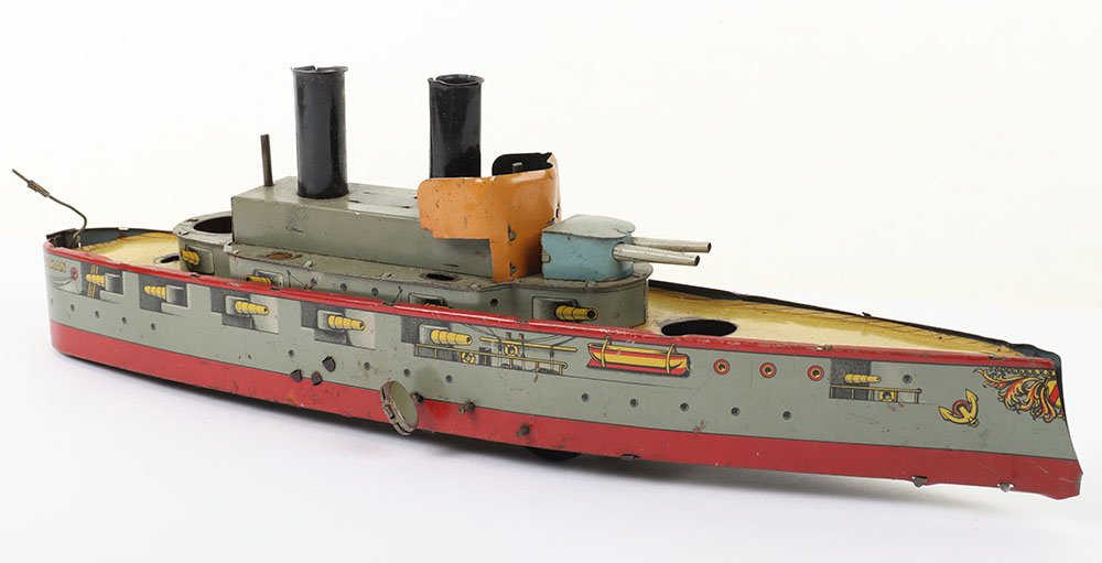 WK Wilhelm Kruass (Germany) Vulkan Tinplate Battleship, - Image 2 of 7