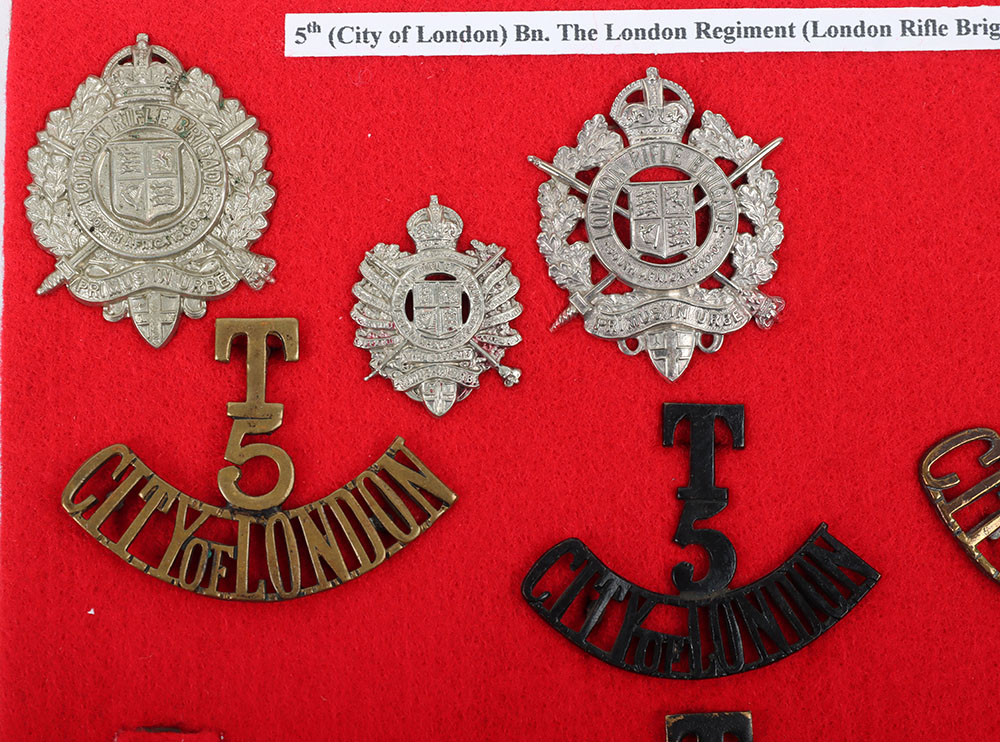 Selection of 5th (City of London) Battalion The London Regiment London Rifle Brigade Badges and Insi - Image 2 of 5