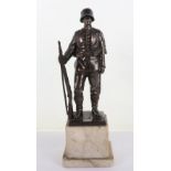 Bronzed Desk Statue of a WW1 German Soldier