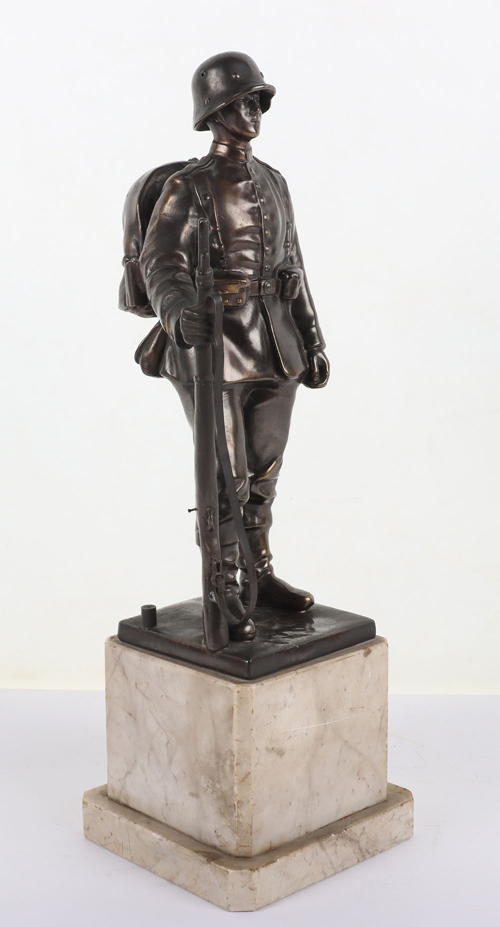 Bronzed Desk Statue of a WW1 German Soldier - Image 4 of 11