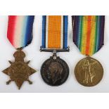 Great War 1914-15 Star Medal Trio to the 13th Battalion Royal Fusiliers