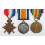 WW1 1914-15 Star Medal Trio to the 25th Battalion Royal Fusiliers (Frontiersmen), 1 of Only 2 Britis