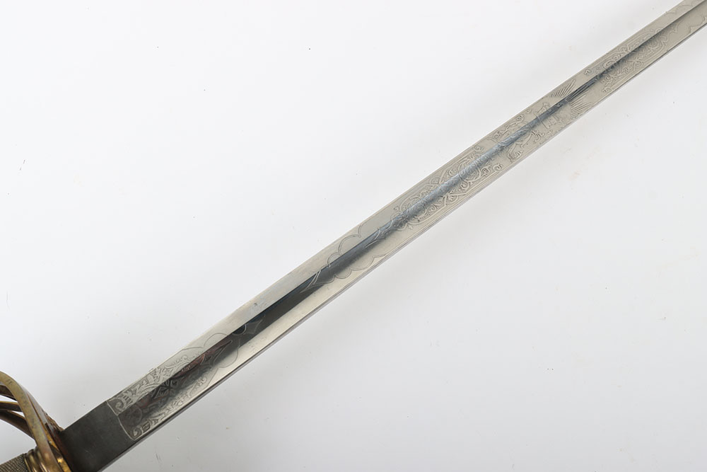 Scarce Victorian 1845 Pattern Infantry Officers Sword of the 2nd Hampshire Rifle Volunteers - Image 9 of 13