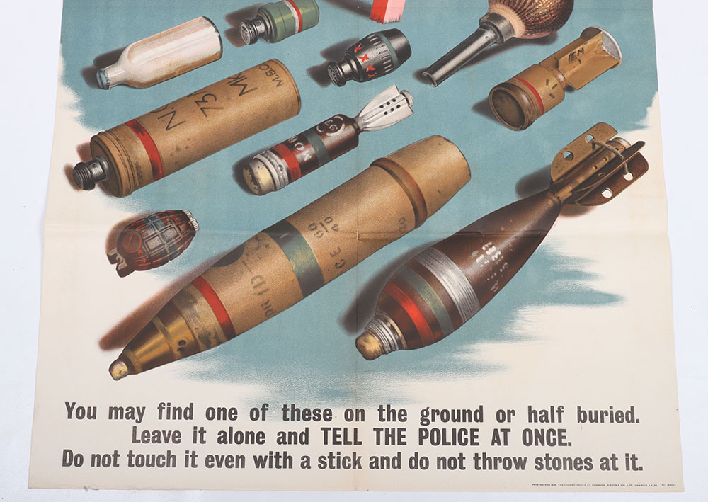 Rare British Home Front Warning Poster for Unexploded Bombs - Image 3 of 6