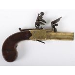 Brass Framed Boxlock Flintlock Pocket Pistol Signed BOND No.45 CORNHILL LONDON