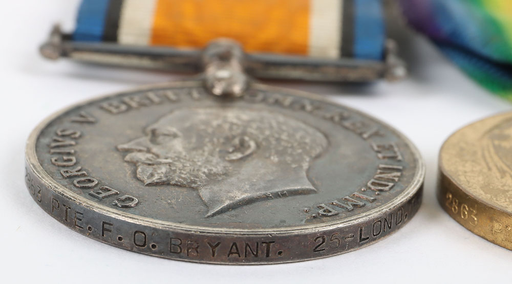 Great War 1919 Casualty Medal Pair to the 25th (County of London) London Regiment (Cyclists) - Image 3 of 6