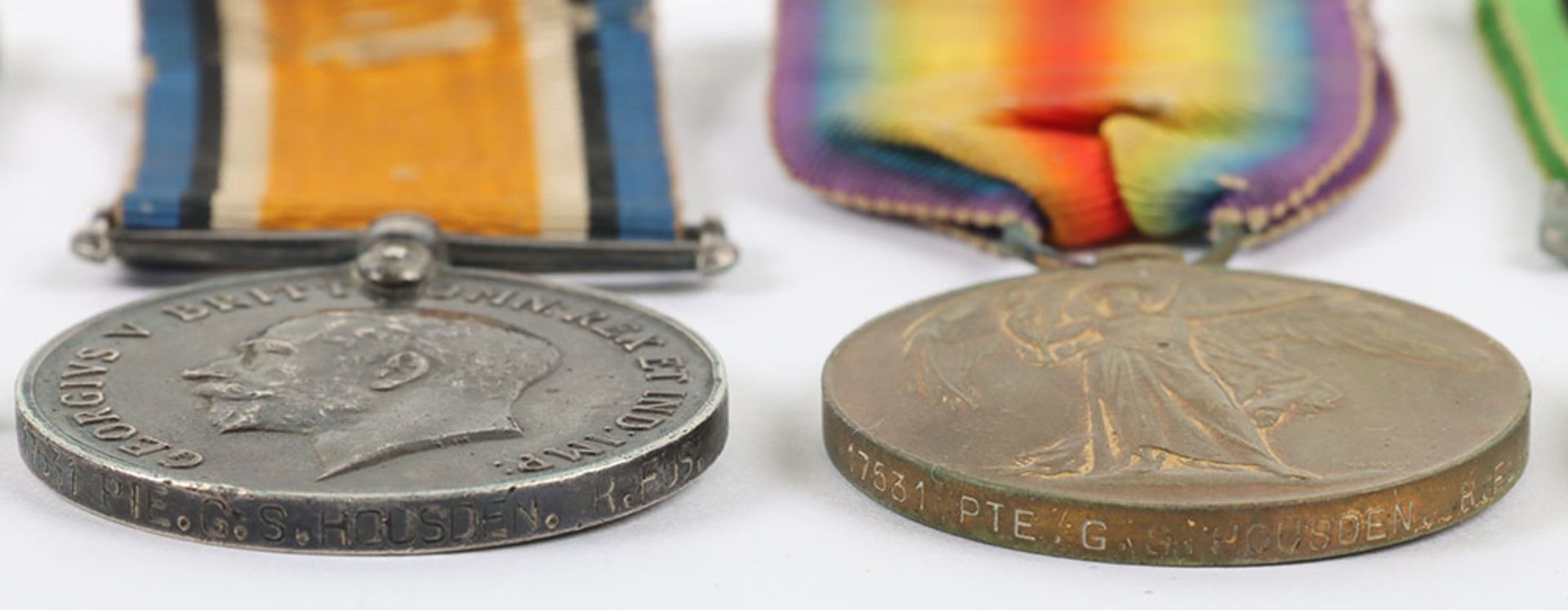 A Great War 1915-15 Star Medal Trio and WW2 Defence Medal to a Private in the Royal Fusiliers who wa - Bild 4 aus 7