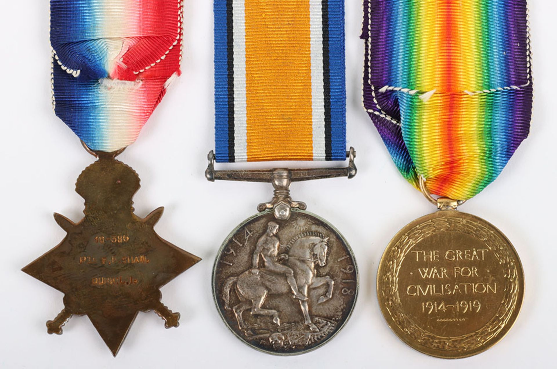 Great War 1914-15 Star Medal Trio to the 18th Battalion Durham Light Infantry - Bild 8 aus 8