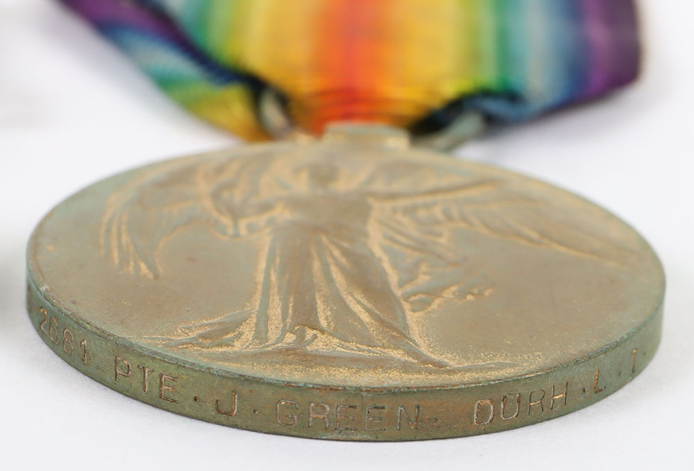 Great War 1914-15 Star Medal Trio to a Private in the 1/8th Durham Light Infantry Who Was Discharged - Image 5 of 8