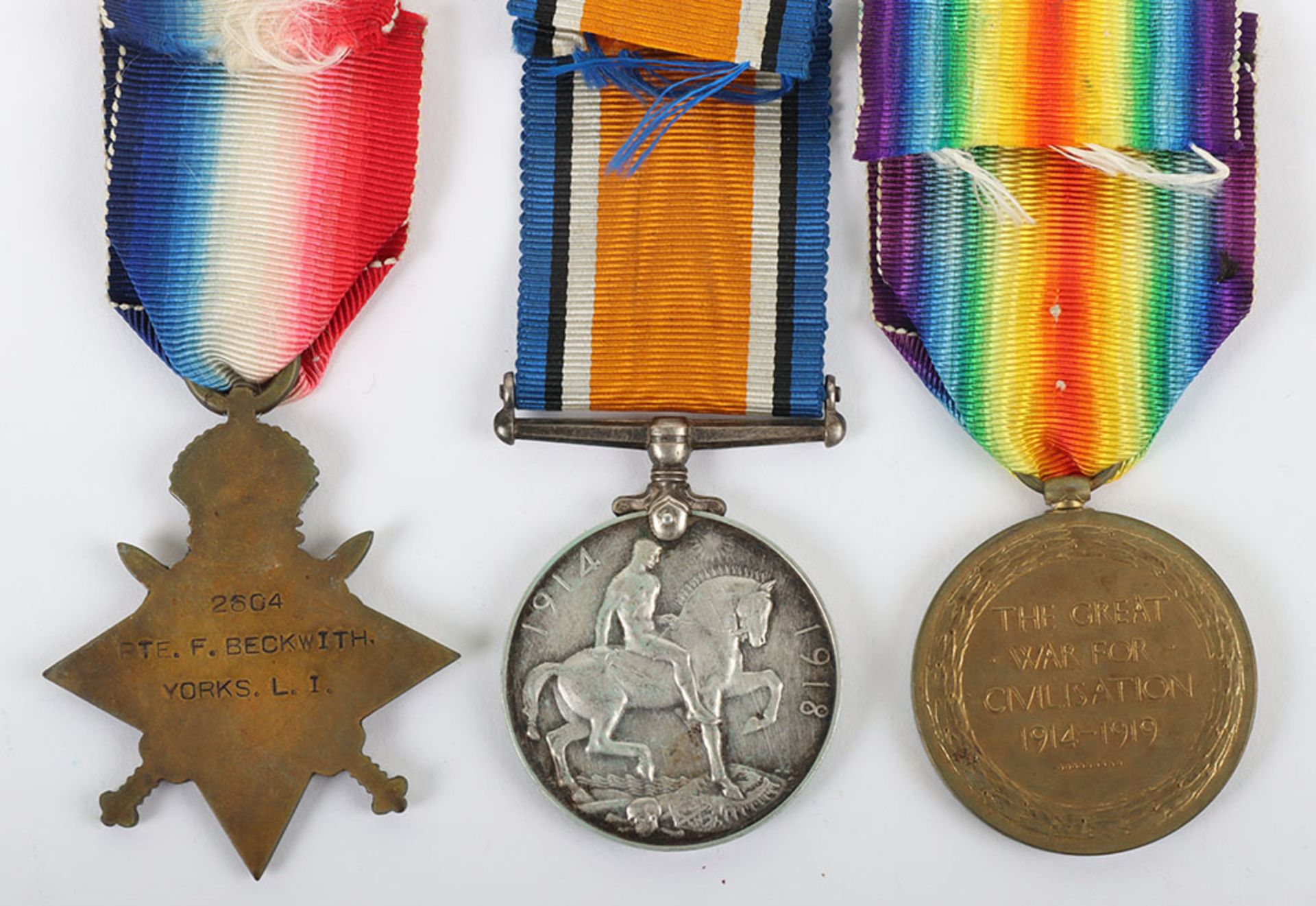 WW1 1914-15 Star Medal Trio to a Corporal in the King’s Own Yorkshire Light Infantry - Image 5 of 7
