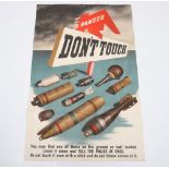 Rare British Home Front Warning Poster for Unexploded Bombs