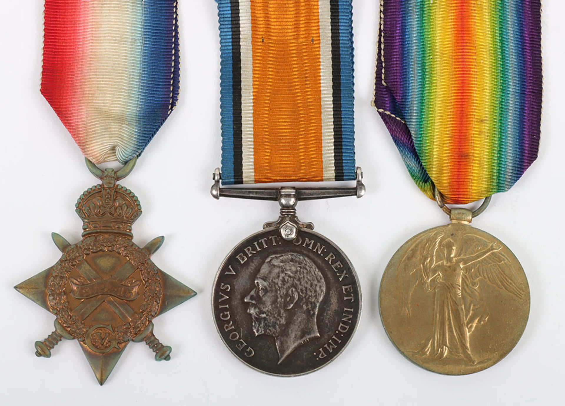 Great War 1914-15 Star Medal Trio to a Private in the 1/8th Durham Light Infantry Who Was Discharged