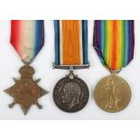 Great War 1914-15 Star Medal Trio to a Private in the 1/8th Durham Light Infantry Who Was Discharged