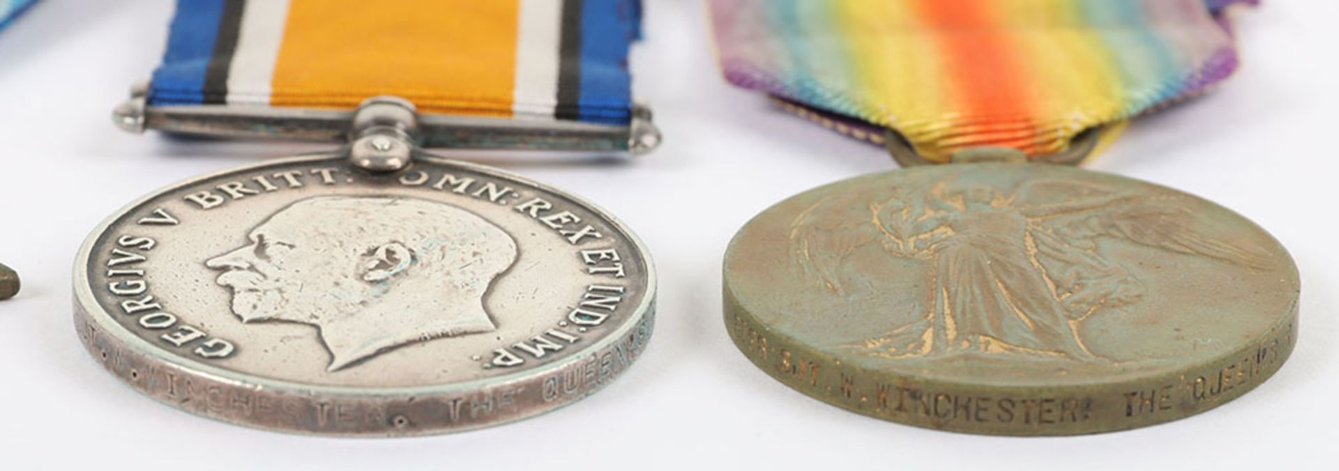 Great War 1914 Star Medal Trio to the 2nd Battalion The Queens (Royal West Surrey) Regiment - Bild 4 aus 7