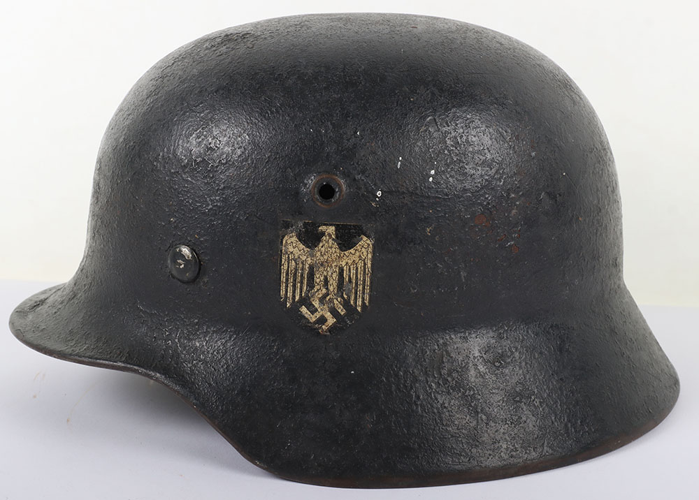 WW2 German Army M-40 Single Decal Steel Combat Helmet - Image 2 of 11