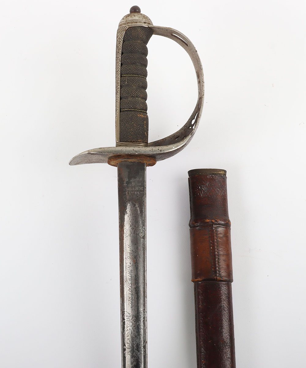 George V 1897 Pattern Infantry Officers Sword of North Staffordshire Regiment Interest - Image 2 of 14