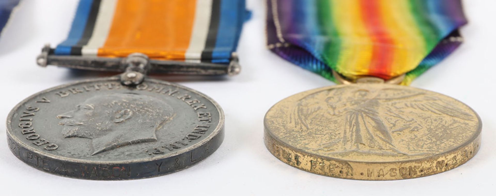 Great War 1914-15 Star Medal Trio to a Private in the 10th Battalion York & Lancaster Regiment Who W - Bild 4 aus 7