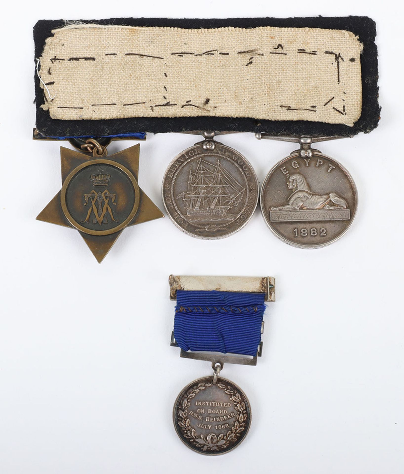 Royal Navy Long Service Medal Group of Three for Service in the 1882 Egypt Campaign - Bild 6 aus 9