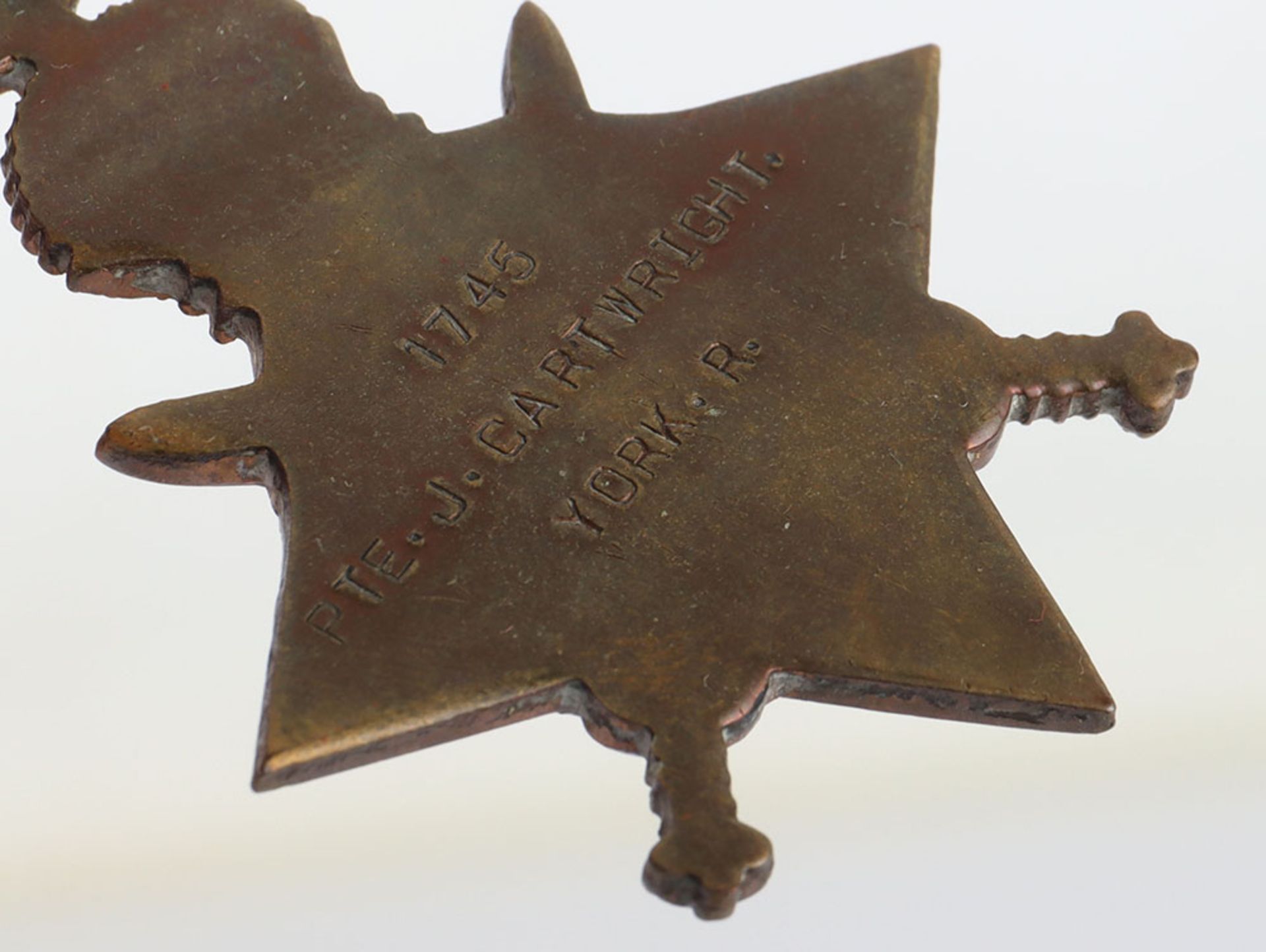 Great War 1914-15 Star Medal Trio to a Private in the Yorkshire Regiment Who Was Discharged as Unfit - Bild 7 aus 8