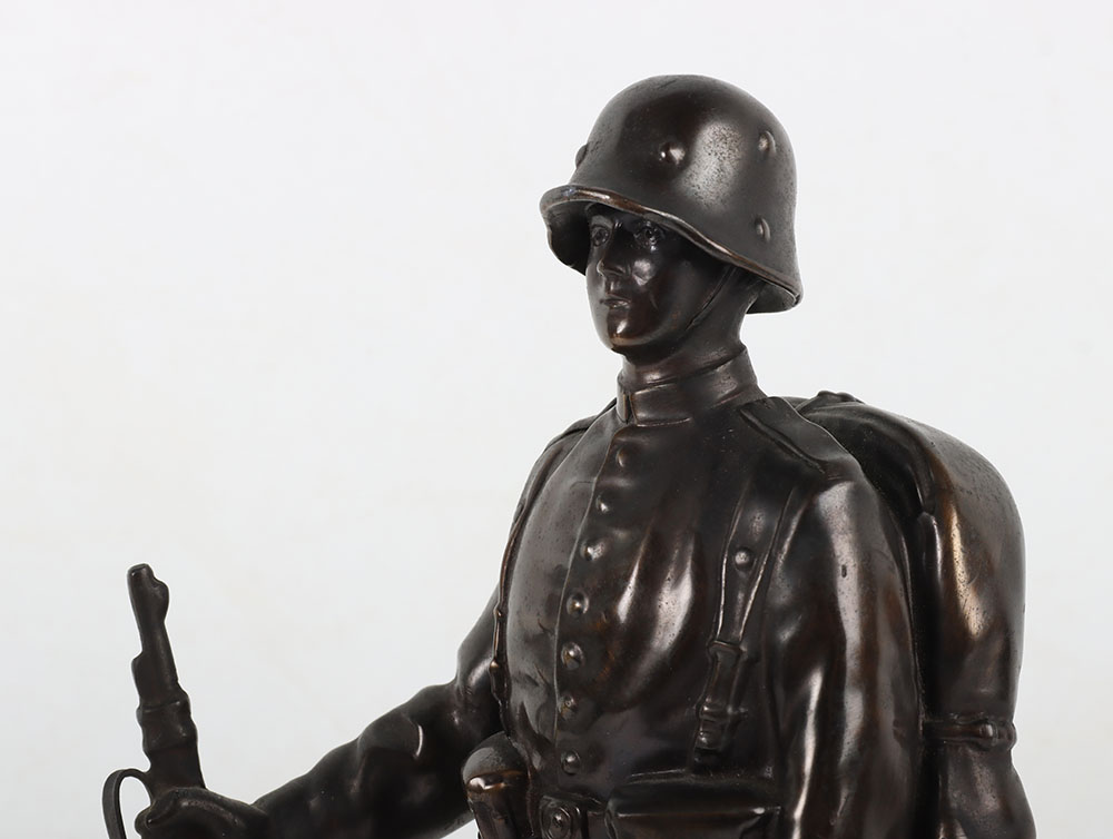 Bronzed Desk Statue of a WW1 German Soldier - Image 10 of 11