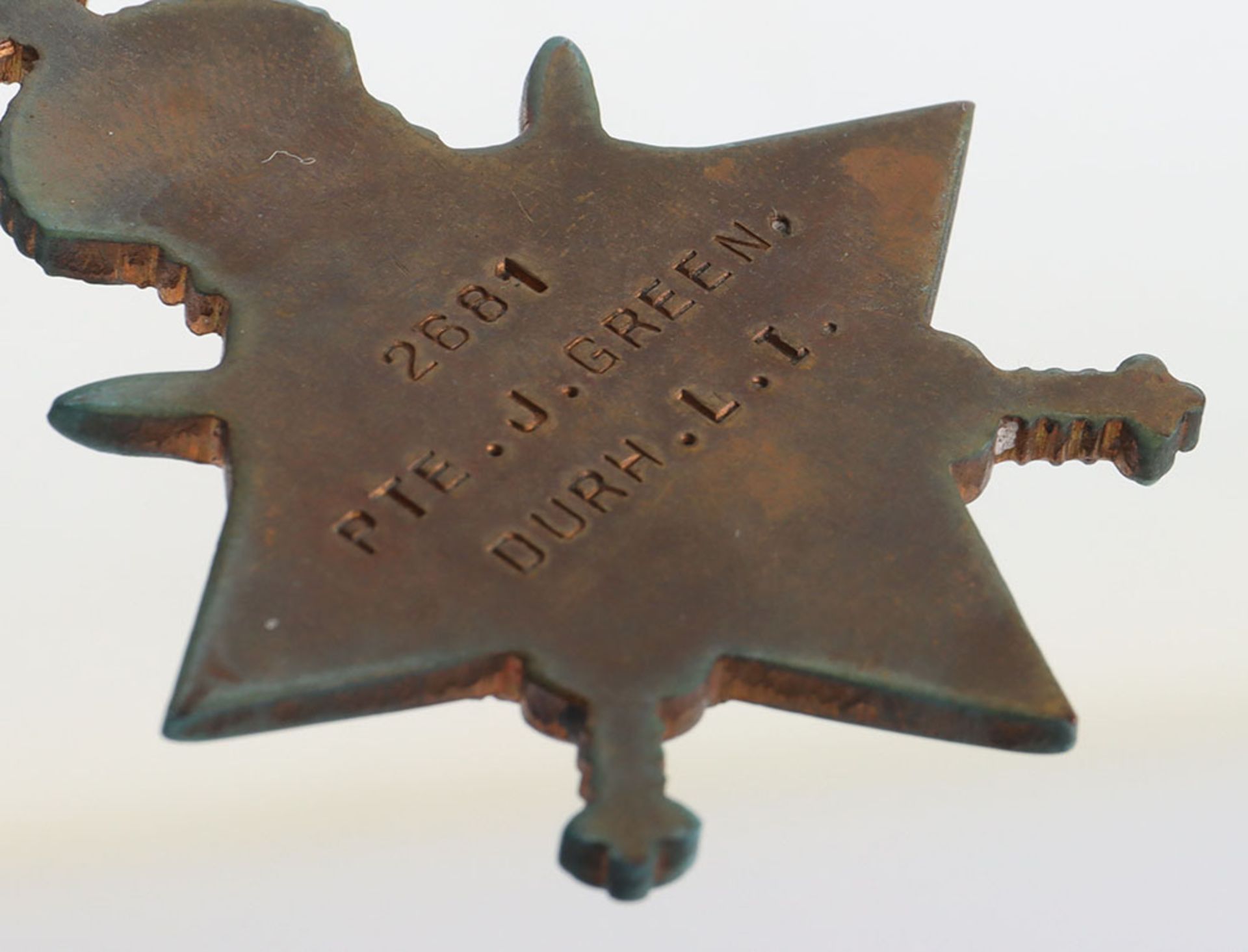 Great War 1914-15 Star Medal Trio to a Private in the 1/8th Durham Light Infantry Who Was Discharged - Bild 7 aus 8