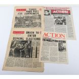 Selection of Post 1950's Union Movement ‘ACTION’ Newspaper Sheets