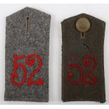 2x WW1 German Simplified Shoulder Straps for Infantry Regiment Nr 52
