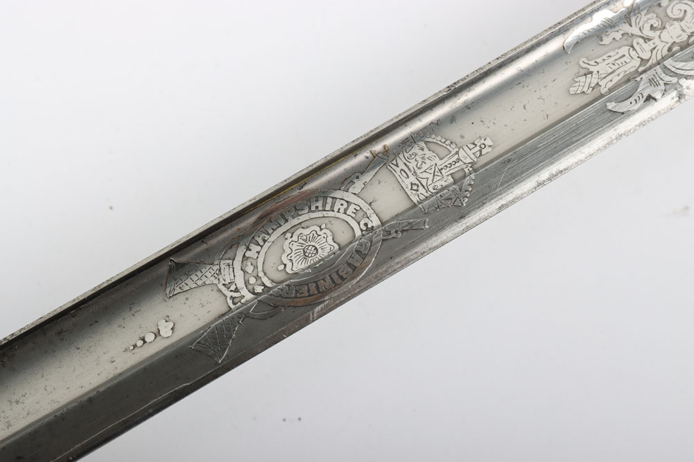 Scarce EVIIR Officers Regimental Pattern Sword of the Hampshire Carabiniers by Hawkes & Co - Image 6 of 16