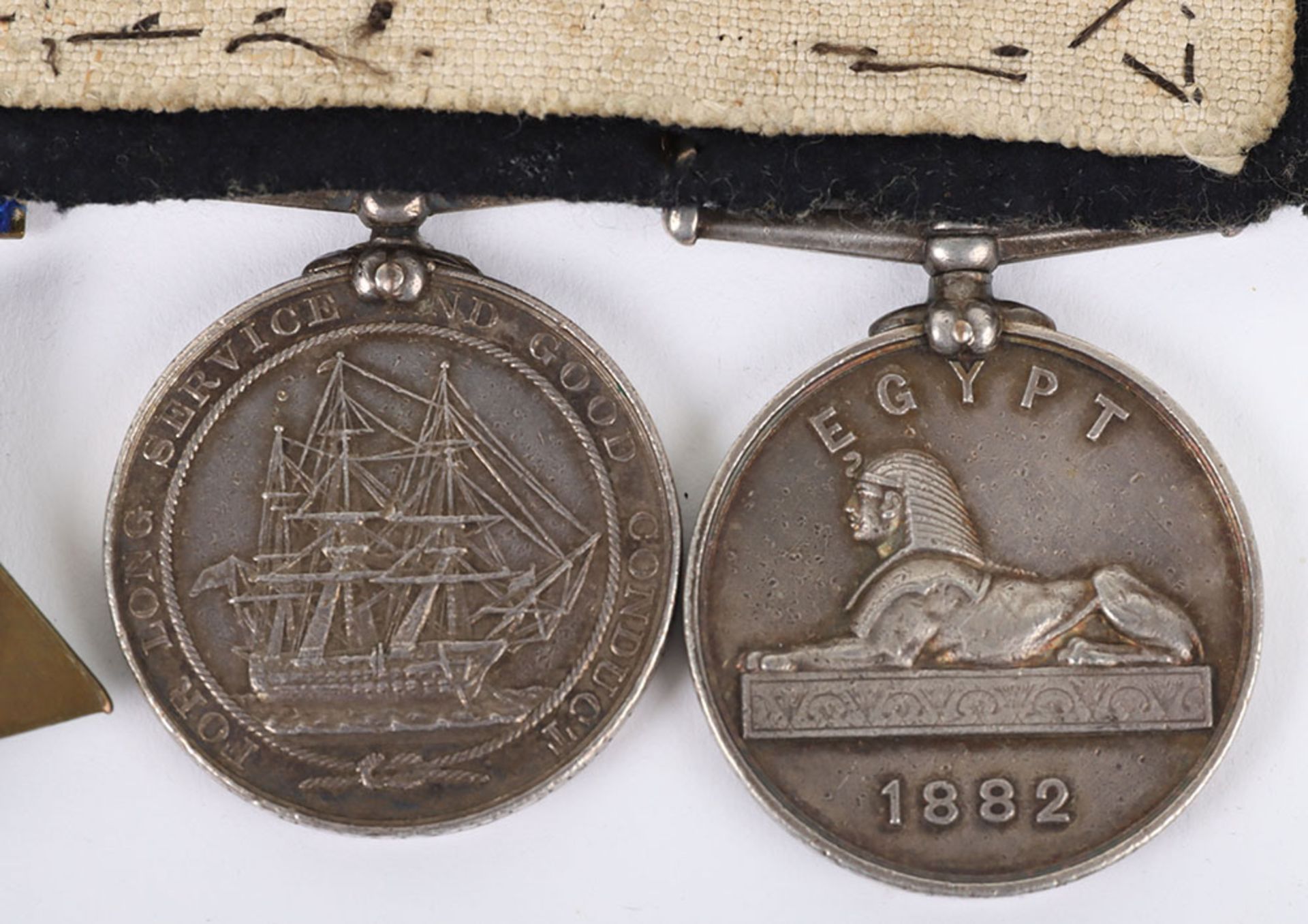 Royal Navy Long Service Medal Group of Three for Service in the 1882 Egypt Campaign - Bild 8 aus 9