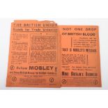 British Union of Fascists (B.U.F) Printed Leaflet ‘NOT ONE DROP OF BRITISH BLOOD’