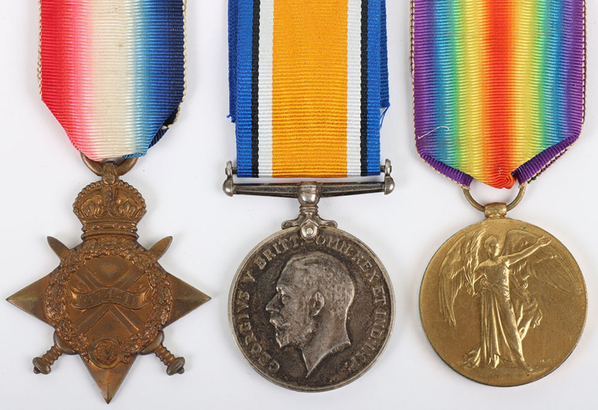 Great War 1914-15 Star Medal Trio to a Private in the Durham Light Infantry Who Was Killed in Action