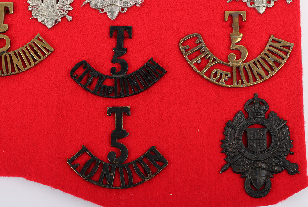 Selection of 5th (City of London) Battalion The London Regiment London Rifle Brigade Badges and Insi - Image 3 of 5