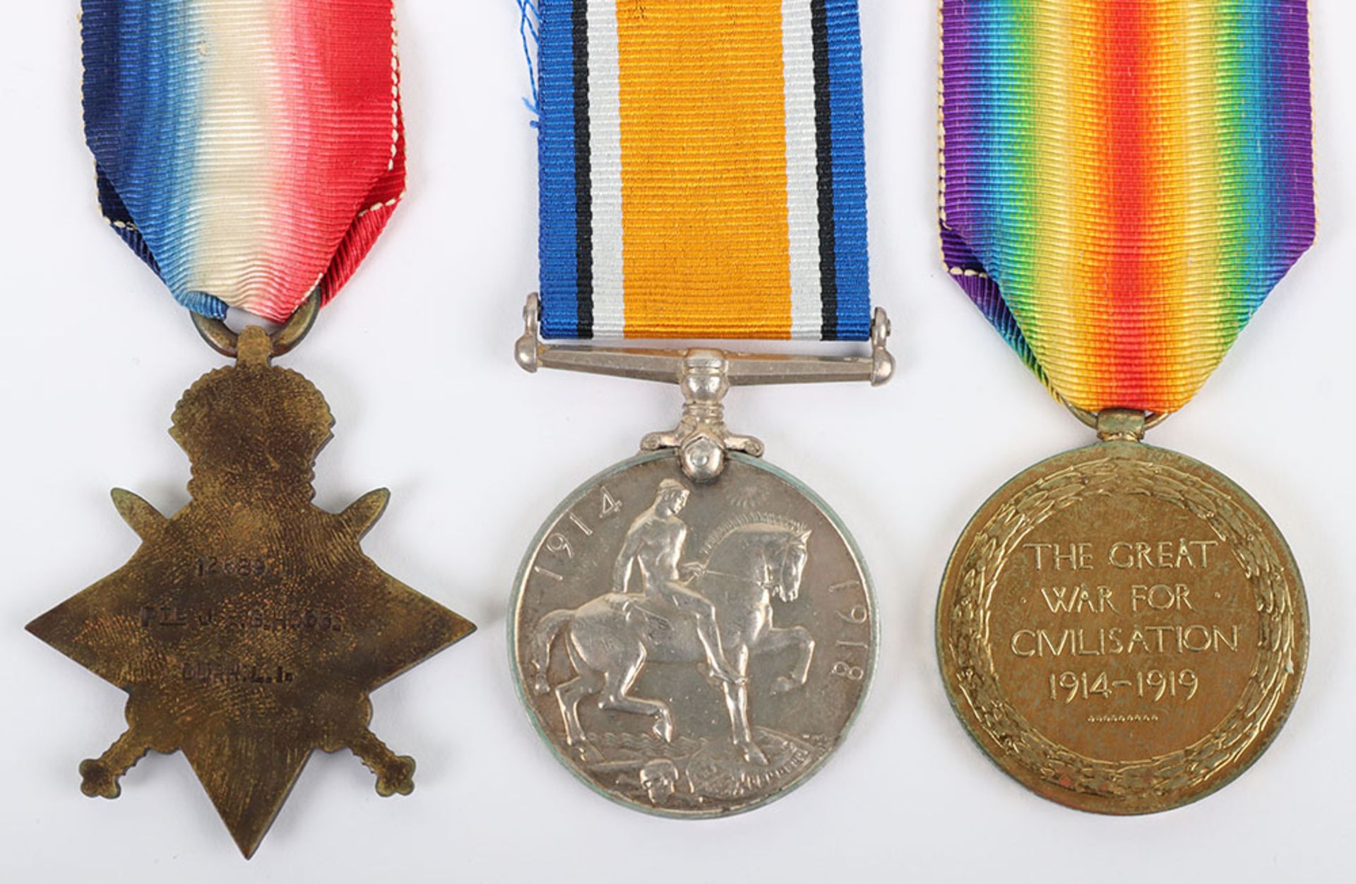 WW1 1914-15 Star Medal Trio to the 11th Battalion Durham Light Infantry - Bild 8 aus 8