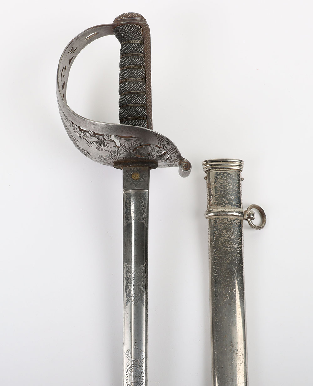 Scarce EVIIR Officers Regimental Pattern Sword of the Hampshire Carabiniers by Hawkes & Co