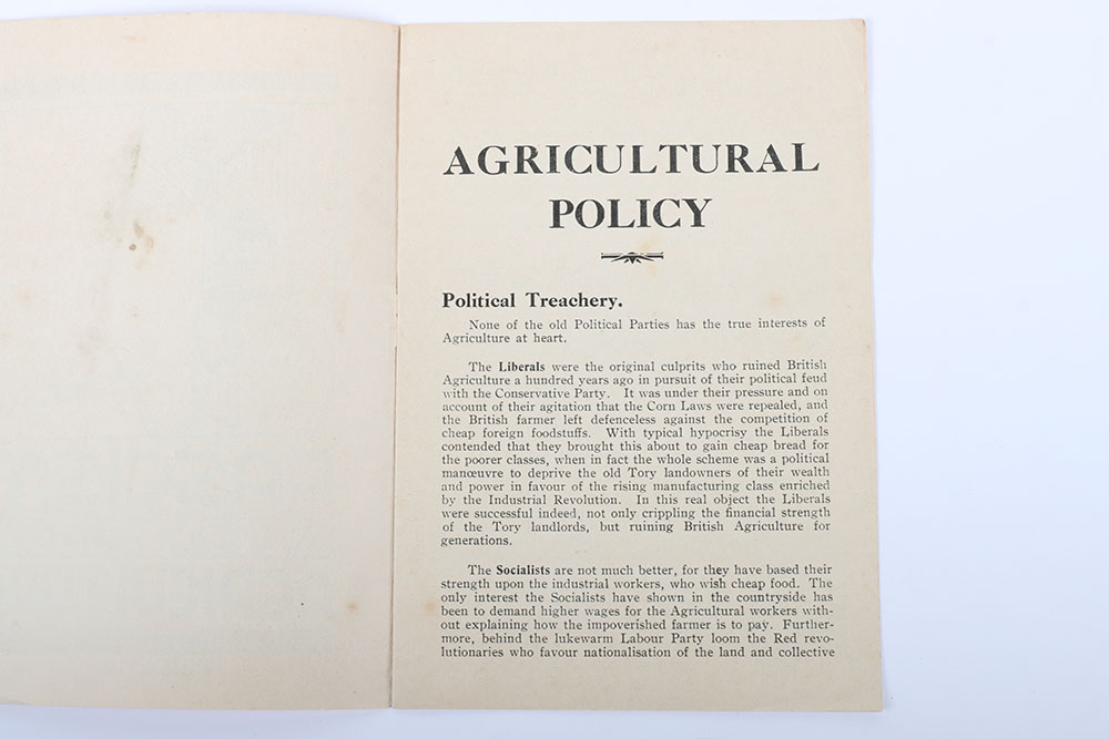 British Union of Fascists (B.U.F) ‘Fascism and Agriculture’ Pamphlet - Image 2 of 4