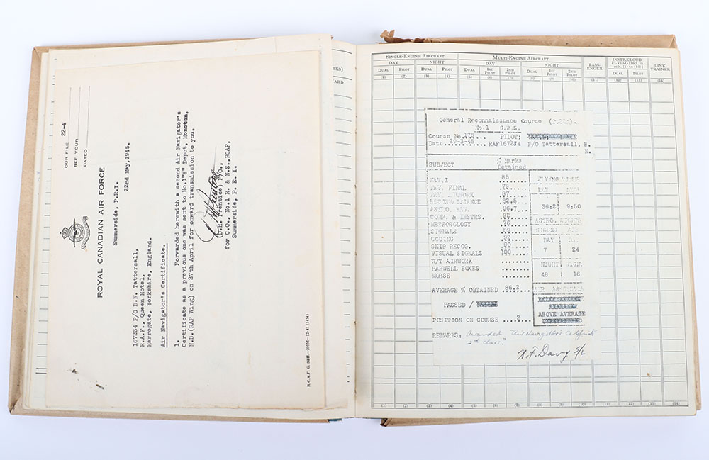 WW2 Royal Air Force Log Book of F/O Bernard Norris Tattersall - Image 9 of 9