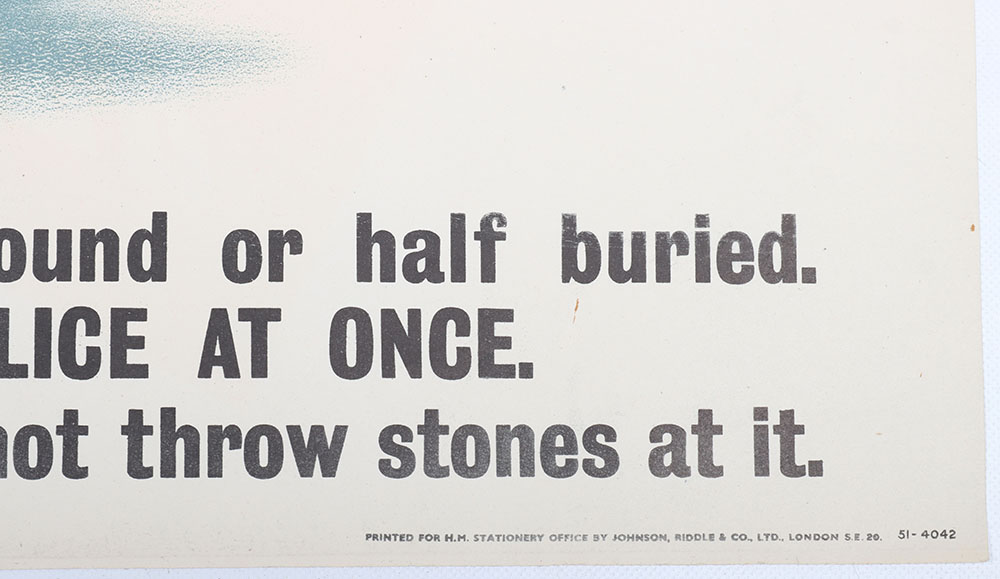 Rare British Home Front Warning Poster for Unexploded Bombs - Image 4 of 6