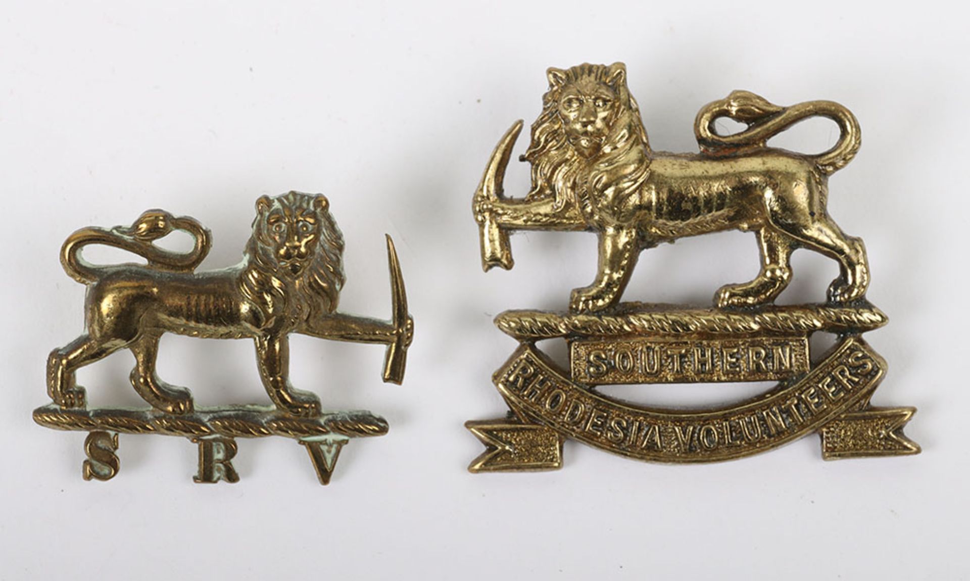 Scarce Southern Rhodesia Volunteers Cap and Collar Badge Pair