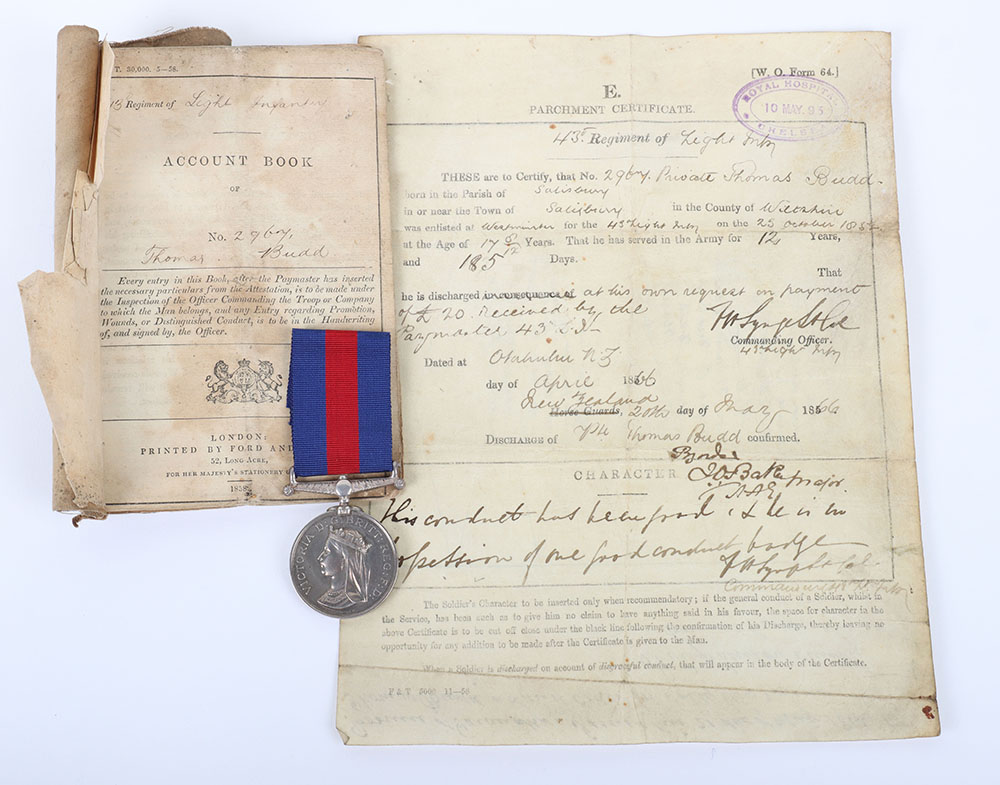 Victorian New Zealand 1845-66 Medal to the 43rd Regiment of Foot with Original Documentation - Image 4 of 5