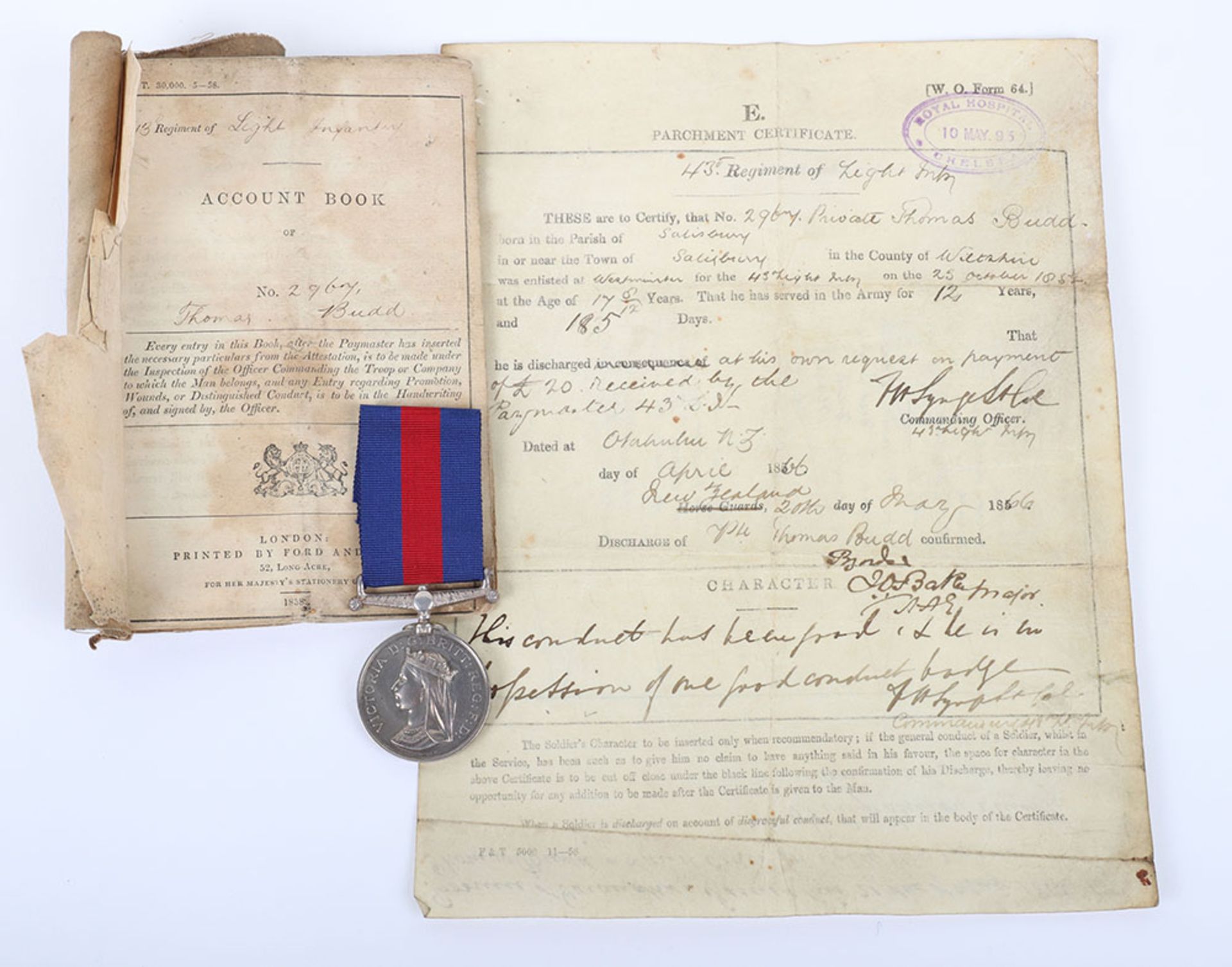 Victorian New Zealand 1845-66 Medal to the 43rd Regiment of Foot with Original Documentation - Image 4 of 5